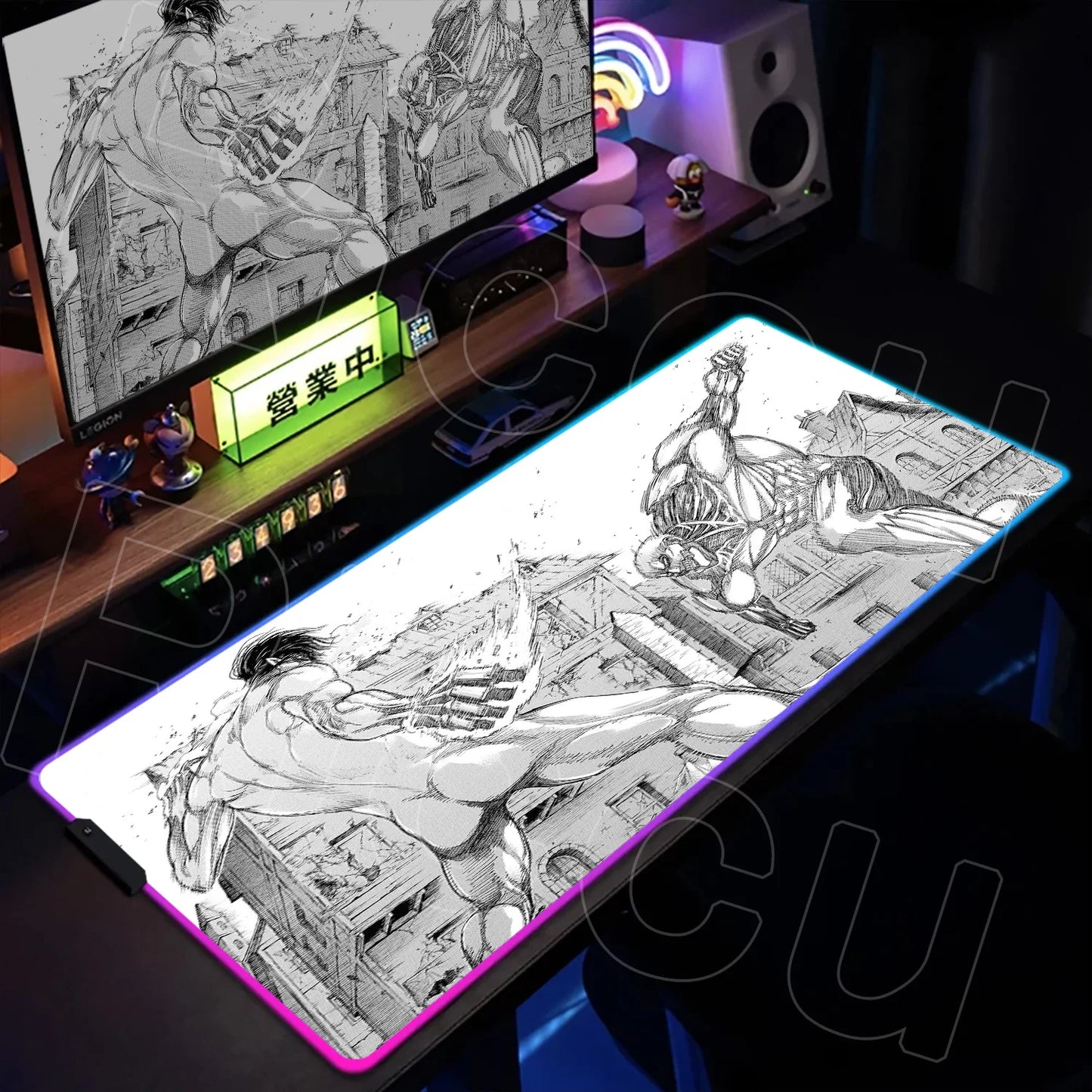 AOT Edition: XXL RGB Extended Gaming Desk Mat with Custom LED Lighting