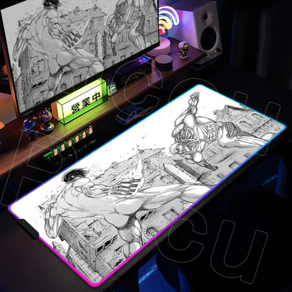 AOT Edition: XXL RGB Extended Gaming Desk Mat with Custom LED Lighting