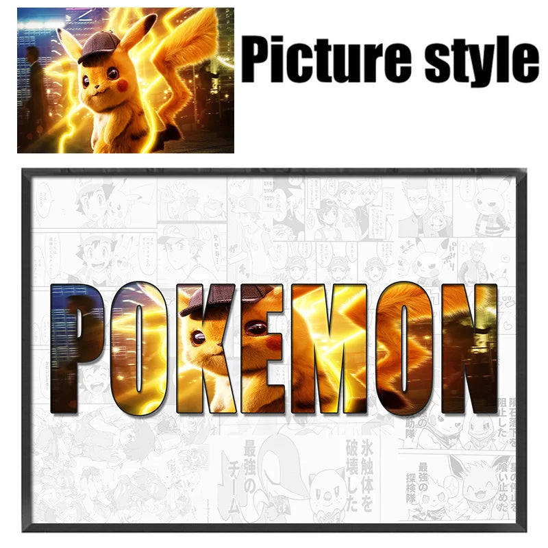 Pokémon Pikachu Custom Name Poster – Anime Canvas Wall Art