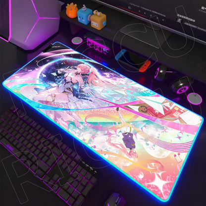 Waves Edition: XXL RGB Extended Gaming Desk Mat with Custom LED Lighting