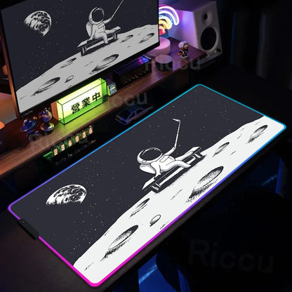 Space Edition: RGB Extended Gaming Desk Mat with Custom LED Lighting