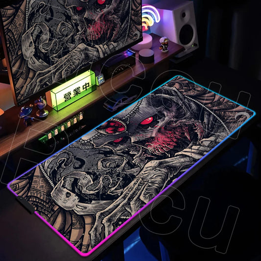 Horror Edition: XXL RGB Extended Gaming Desk Mat with Custom LED Lighting