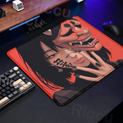 The E-Sports Collection: Premium Oni Mask Girl Anime Mouse Pad
