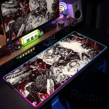Berserk Edition: XXL RGB Extended Gaming Desk Mat with Custom LED Lighting