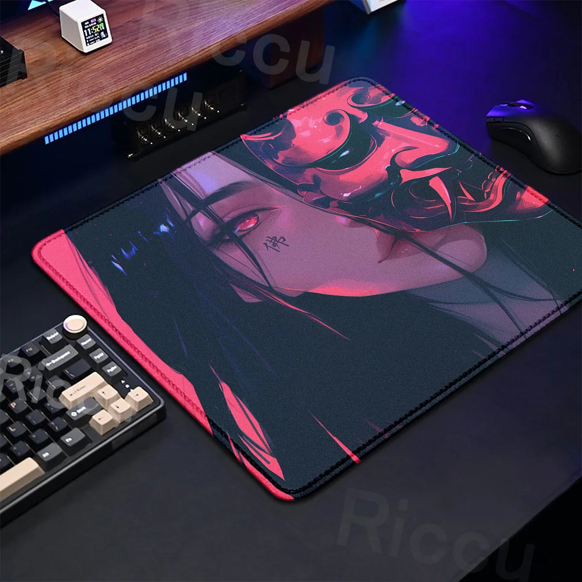The E-Sports Collection: Premium Oni Mask Girl Anime Mouse Pad