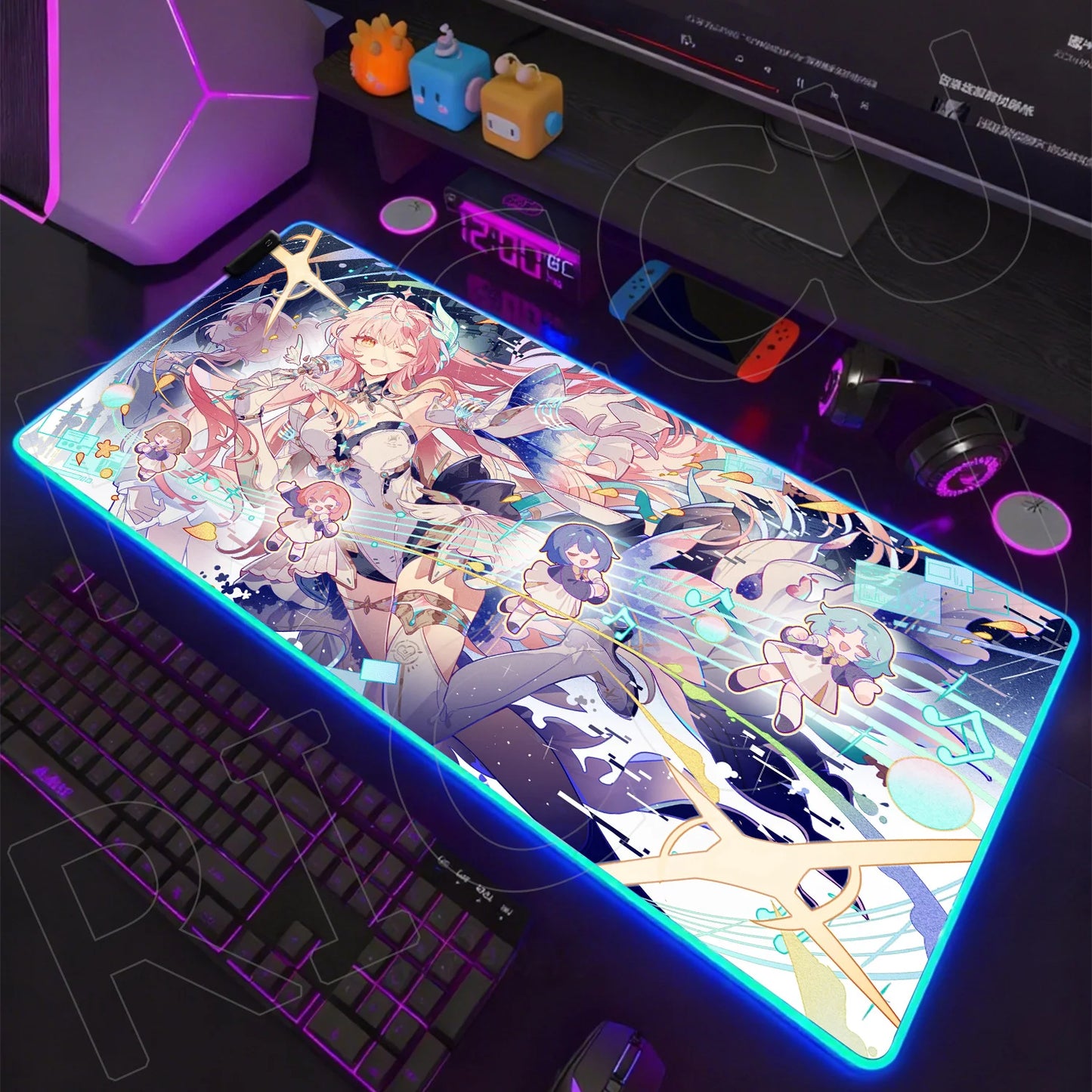 Waves Edition: XXL RGB Extended Gaming Desk Mat with Custom LED Lighting