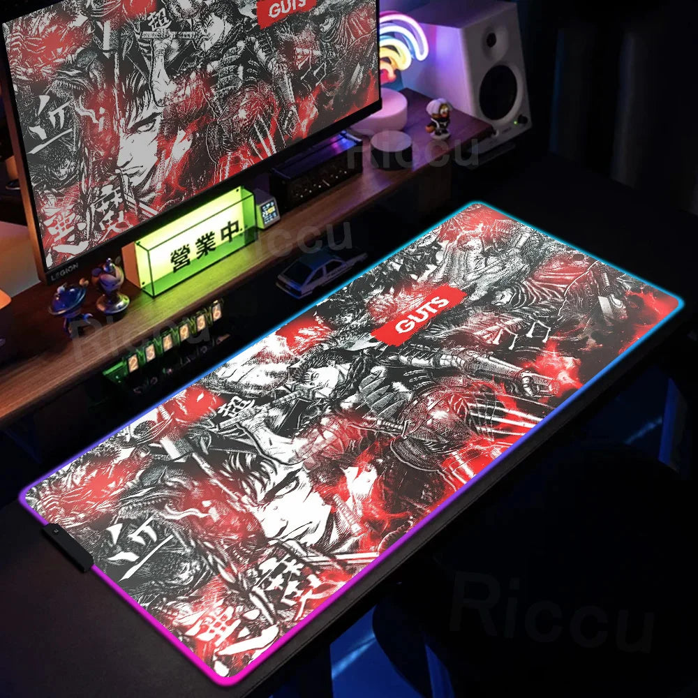 Berserk Edition: XXL RGB Extended Gaming Desk Mat with Custom LED Lighting