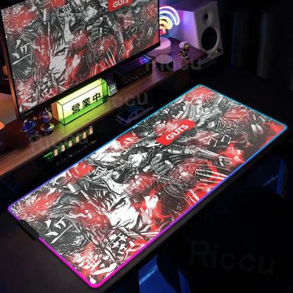 Berserk Edition: XXL RGB Extended Gaming Desk Mat with Custom LED Lighting