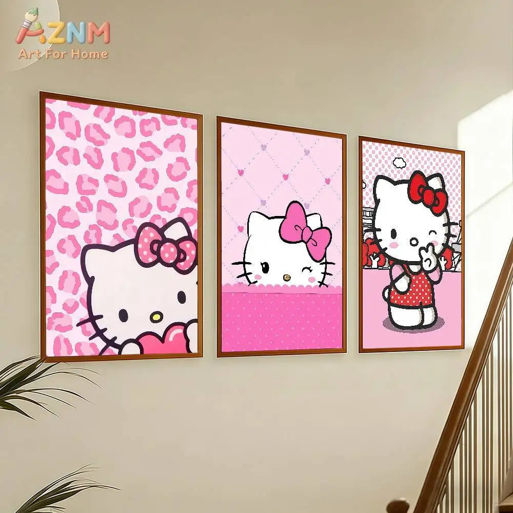 The Kawaii Collection: Hello Kitty Pink Leopard Bow Canvas Art