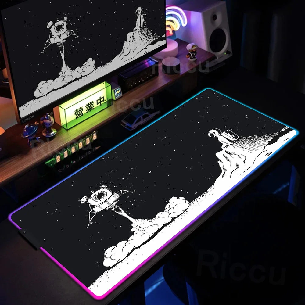 Space Edition: RGB Extended Gaming Desk Mat with Custom LED Lighting