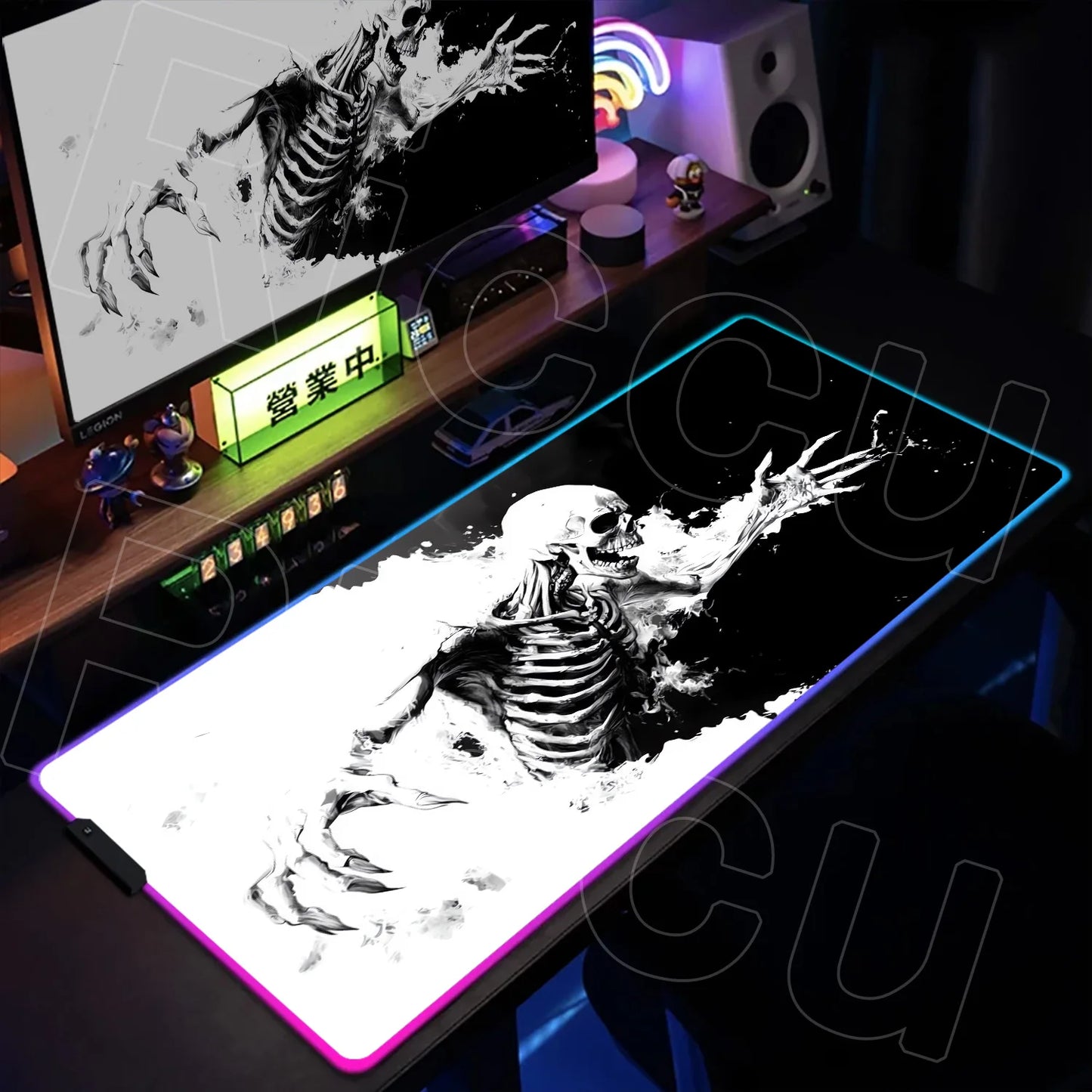 Horror Edition: XXL RGB Extended Gaming Desk Mat with Custom LED Lighting