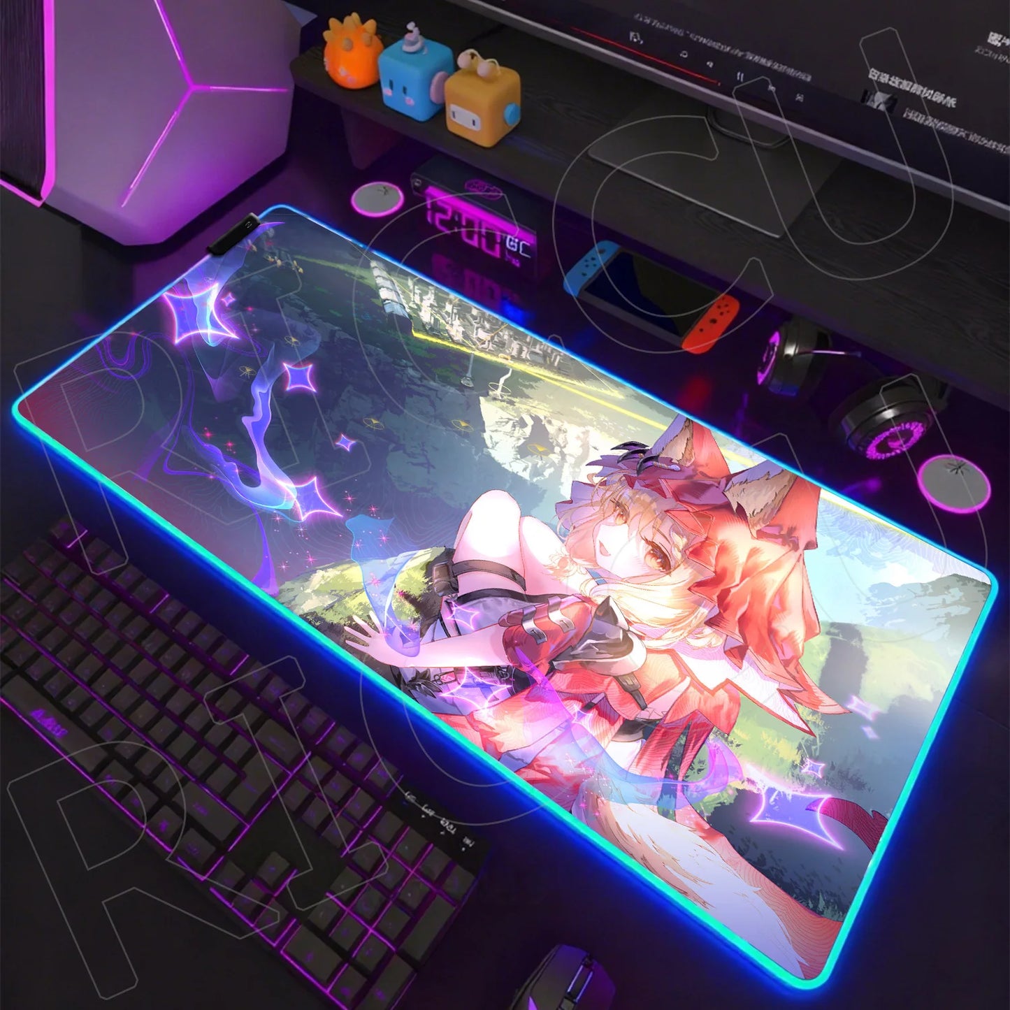 Knights Edition: RGB Extended Gaming Desk Mat with Custom LED Lighting