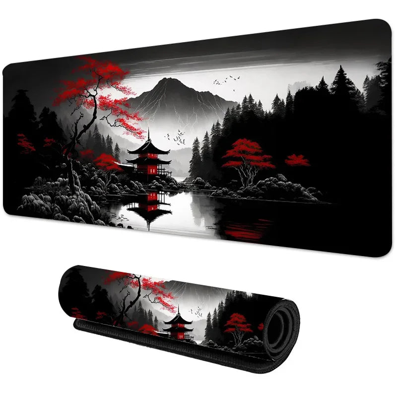 Sakura Scenery Mouse Pad – Cherry Blossom & Landscape Gaming Desk Mat