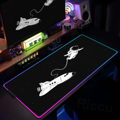 Space Edition: RGB Extended Gaming Desk Mat with Custom LED Lighting