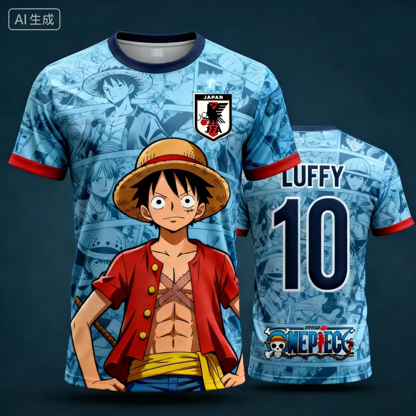 One Piece Anime Costume T-Shirt | Luffy Football Jersey