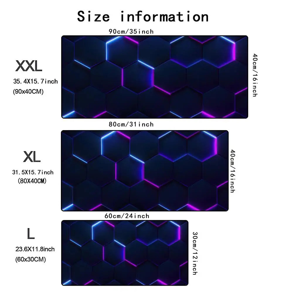 Geometric 3D Mouse Pad – XXL Non-Slip Gaming & Office Desk Mat