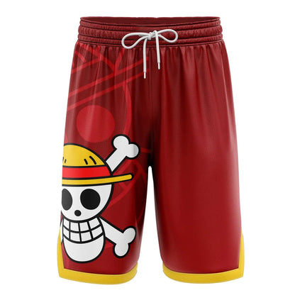 One Piece Anime Basketball Shorts – Luffy Straw Hat Print