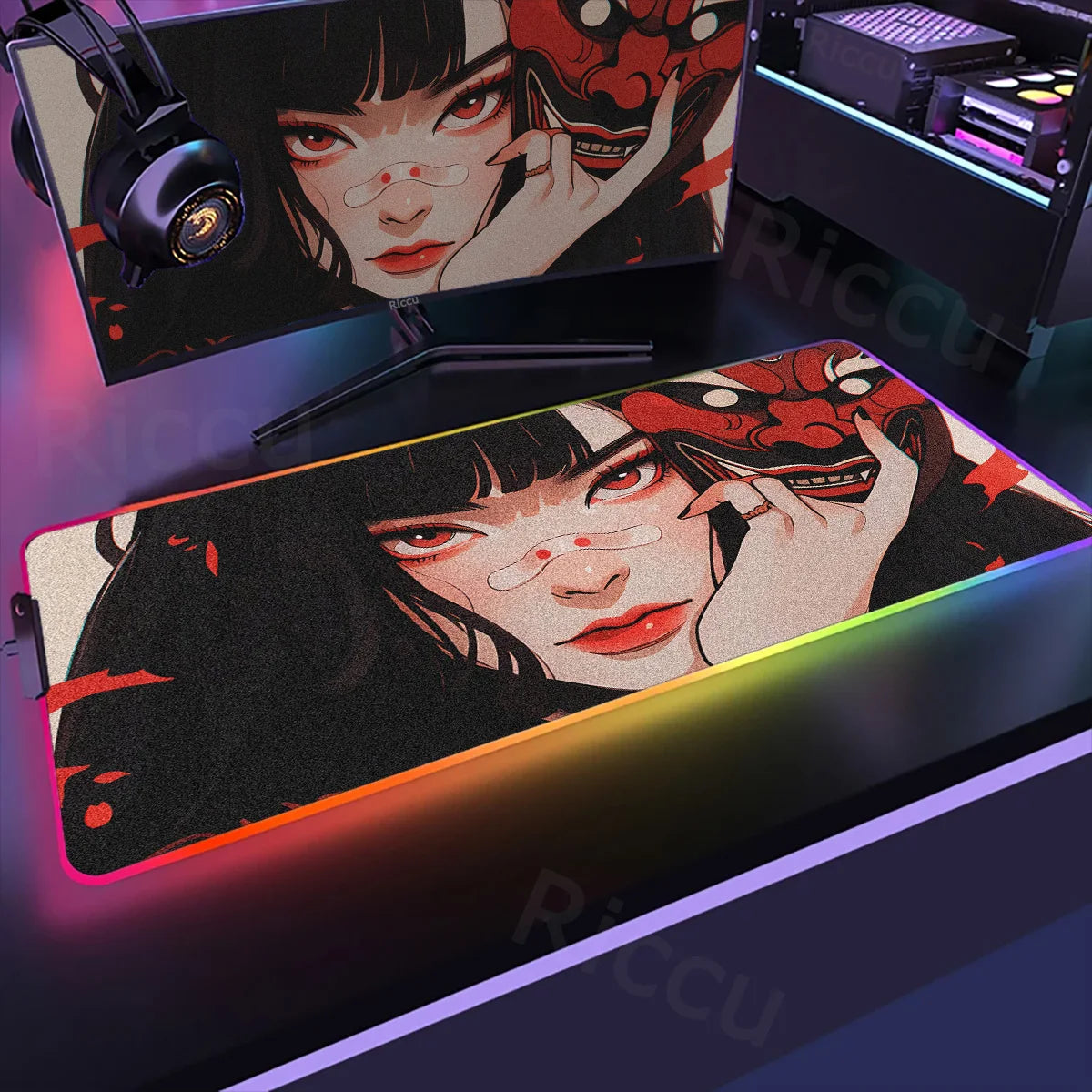 Samurai Edition: RGB Extended Gaming Desk Mat with Custom LED Lighting