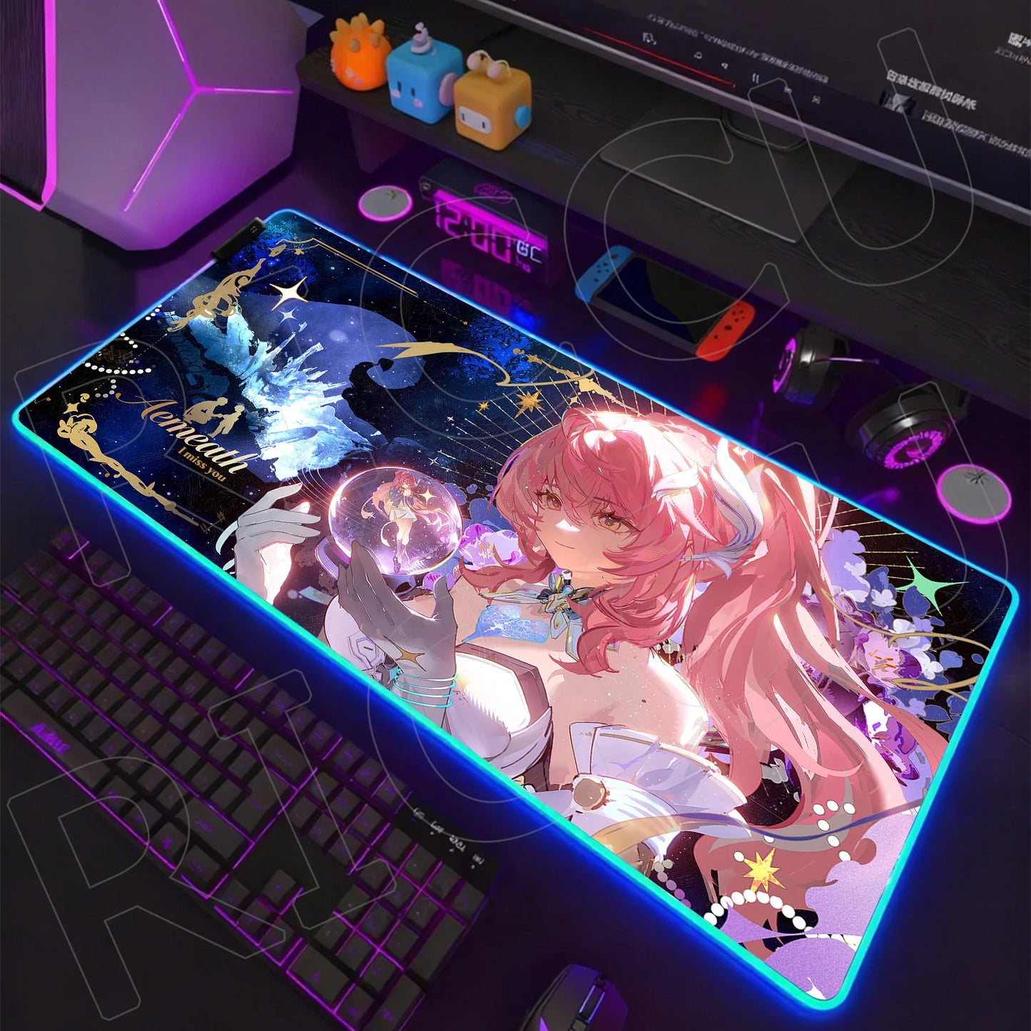 Waves Edition: XXL RGB Extended Gaming Desk Mat with Custom LED Lighting