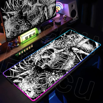Horror Edition: XXL RGB Extended Gaming Desk Mat with Custom LED Lighting