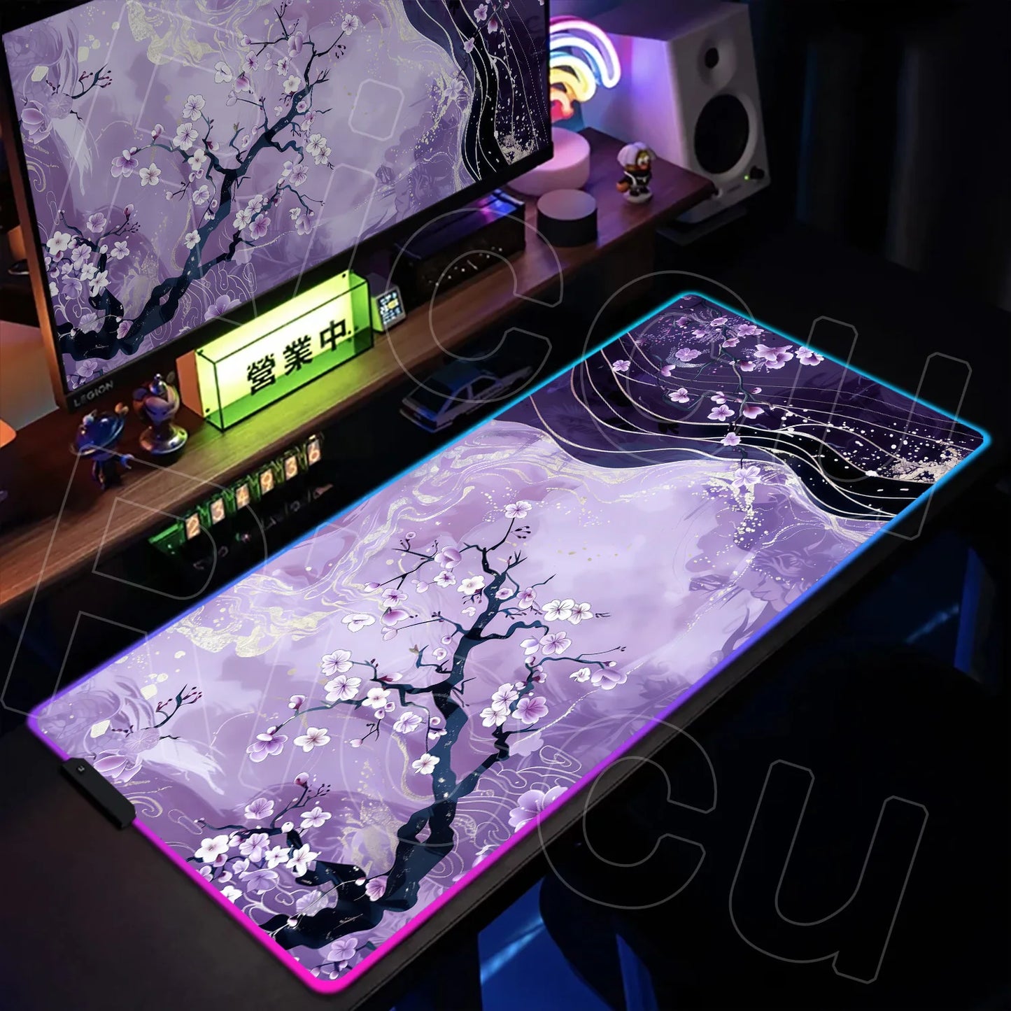 Nature Edition: XXL RGB Extended Gaming Desk Mat with Custom LED Lighting