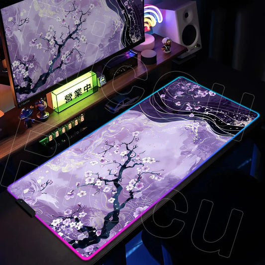 Nature Edition: XXL RGB Extended Gaming Desk Mat with Custom LED Lighting