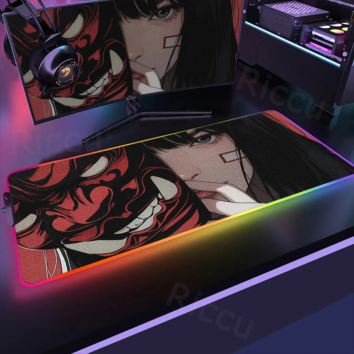 Samurai Edition: RGB Extended Gaming Desk Mat with Custom LED Lighting