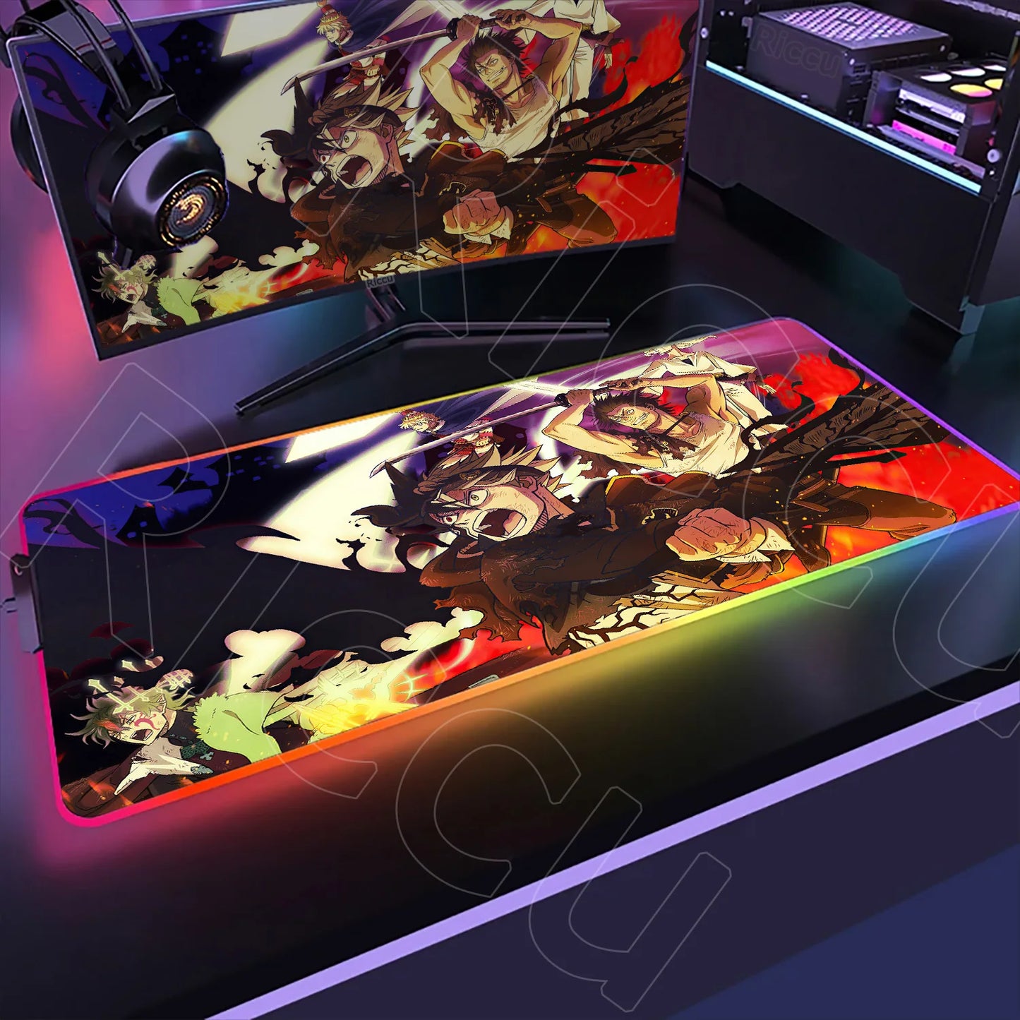 XXL RGB Gaming Mouse Pad – Black Clover Asta Deskmat