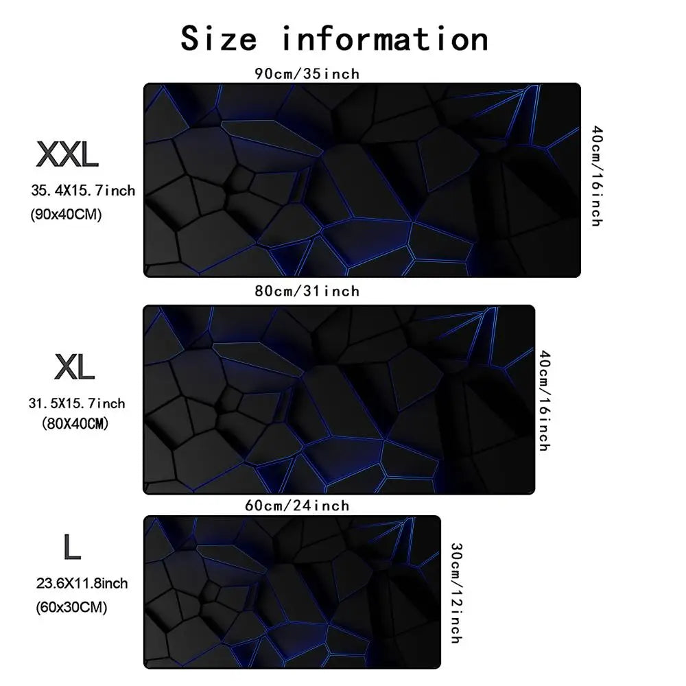 Geometric 3D Mouse Pad – XXL Non-Slip Gaming & Office Desk Mat