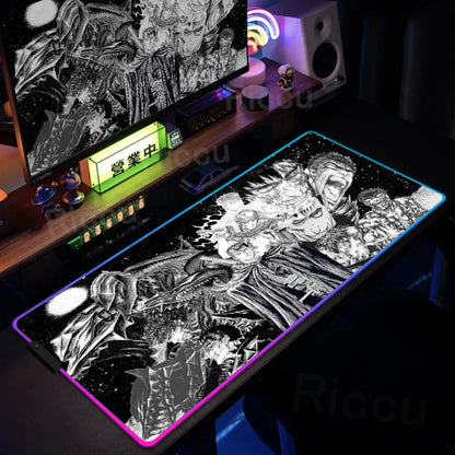 Berserk Edition: XXL RGB Extended Gaming Desk Mat with Custom LED Lighting