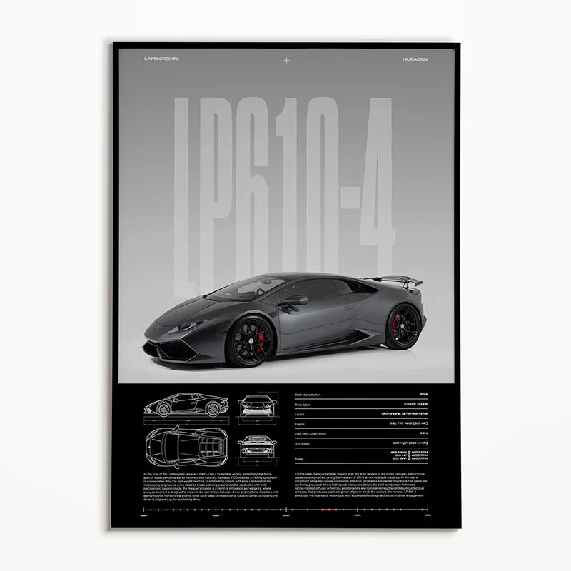 The Heritage Garage Series: Classic Black & White Car Canvas Art