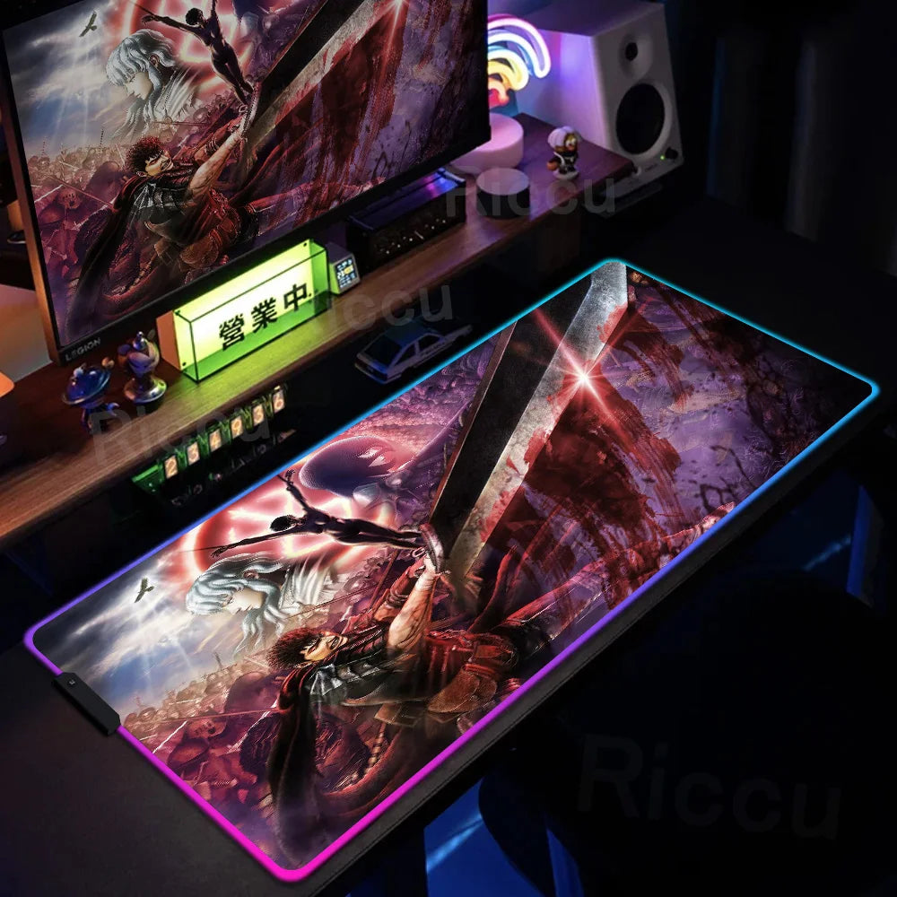 Berserk Edition: XXL RGB Extended Gaming Desk Mat with Custom LED Lighting