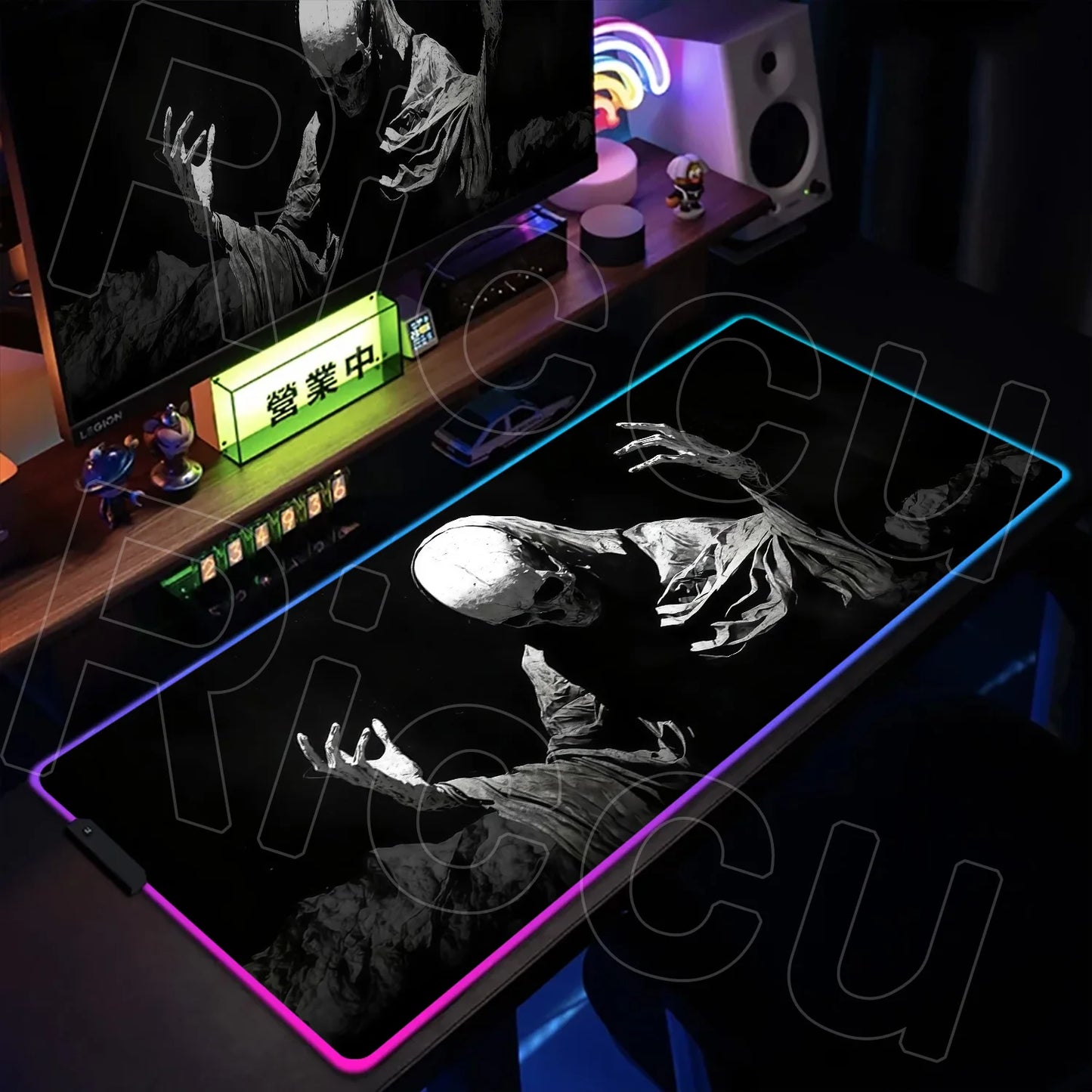 Horror Edition: XXL RGB Extended Gaming Desk Mat with Custom LED Lighting