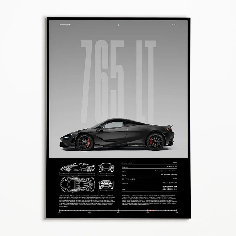 The Heritage Garage Series: Classic Black & White Car Canvas Art