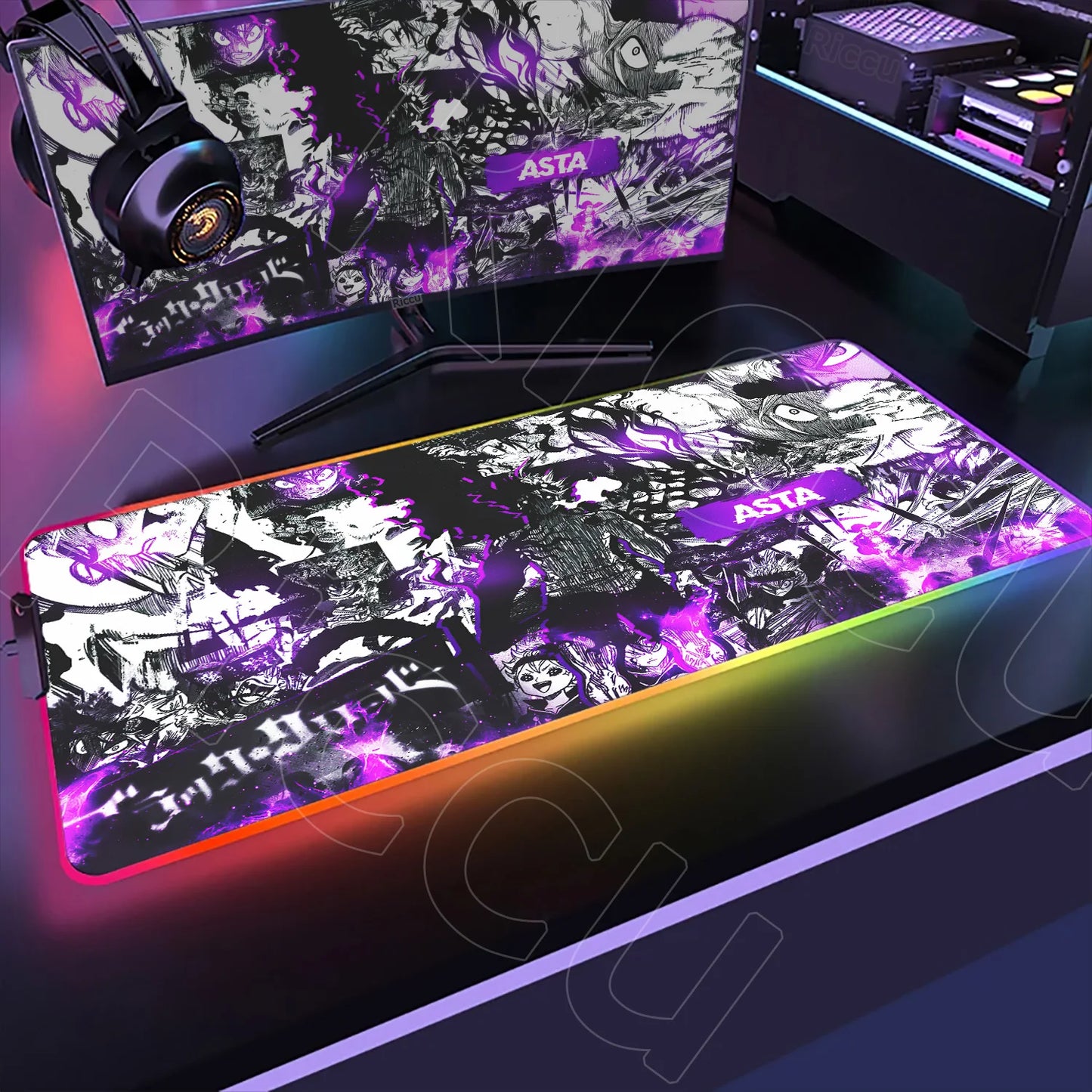 XXL RGB Gaming Mouse Pad – Black Clover Asta Deskmat