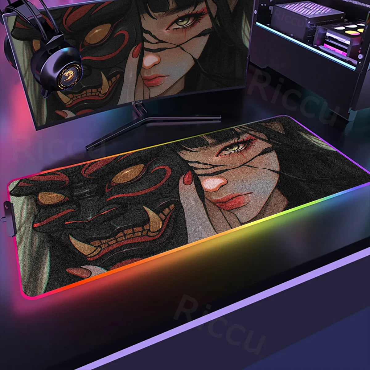 Samurai Edition: RGB Extended Gaming Desk Mat with Custom LED Lighting