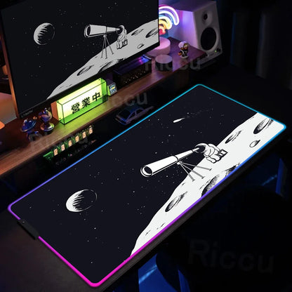 Space Edition: RGB Extended Gaming Desk Mat with Custom LED Lighting