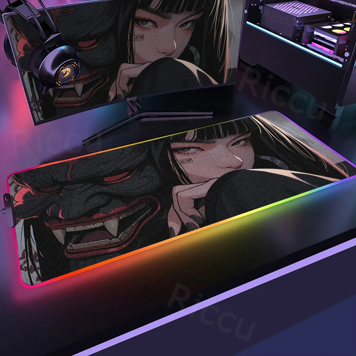 Samurai Edition: RGB Extended Gaming Desk Mat with Custom LED Lighting
