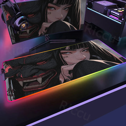 Samurai Edition: RGB Extended Gaming Desk Mat with Custom LED Lighting