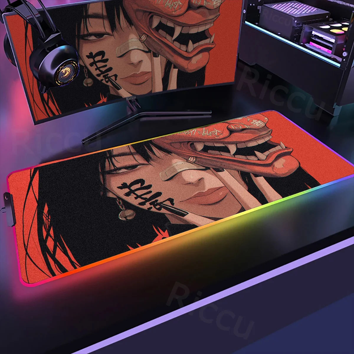 Samurai Edition: RGB Extended Gaming Desk Mat with Custom LED Lighting