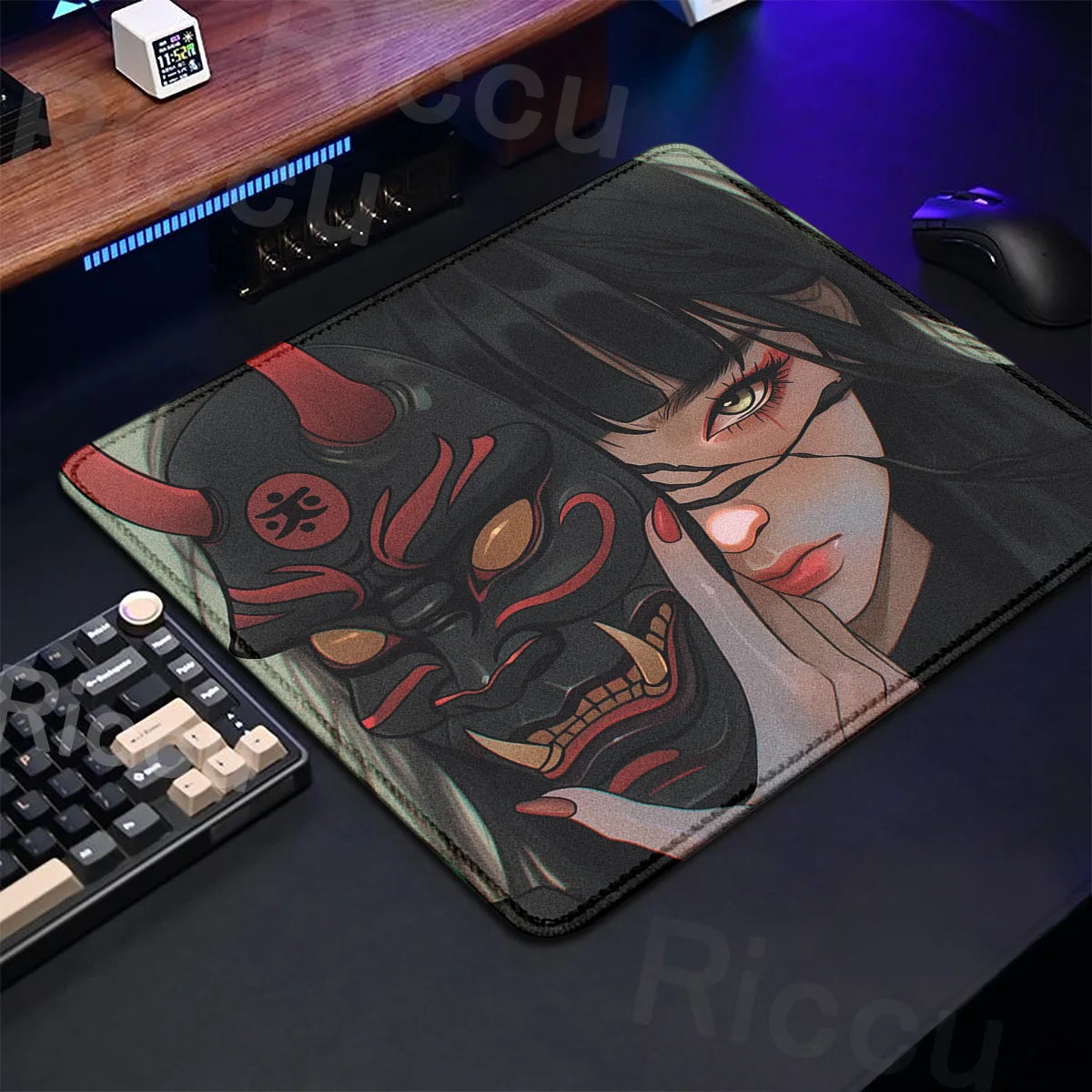 The E-Sports Collection: Premium Oni Mask Girl Anime Mouse Pad