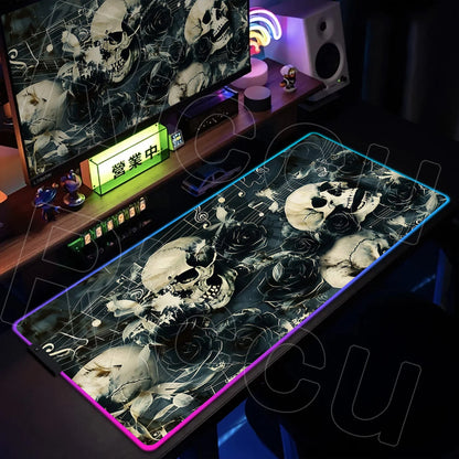 Horror Edition: XXL RGB Extended Gaming Desk Mat with Custom LED Lighting