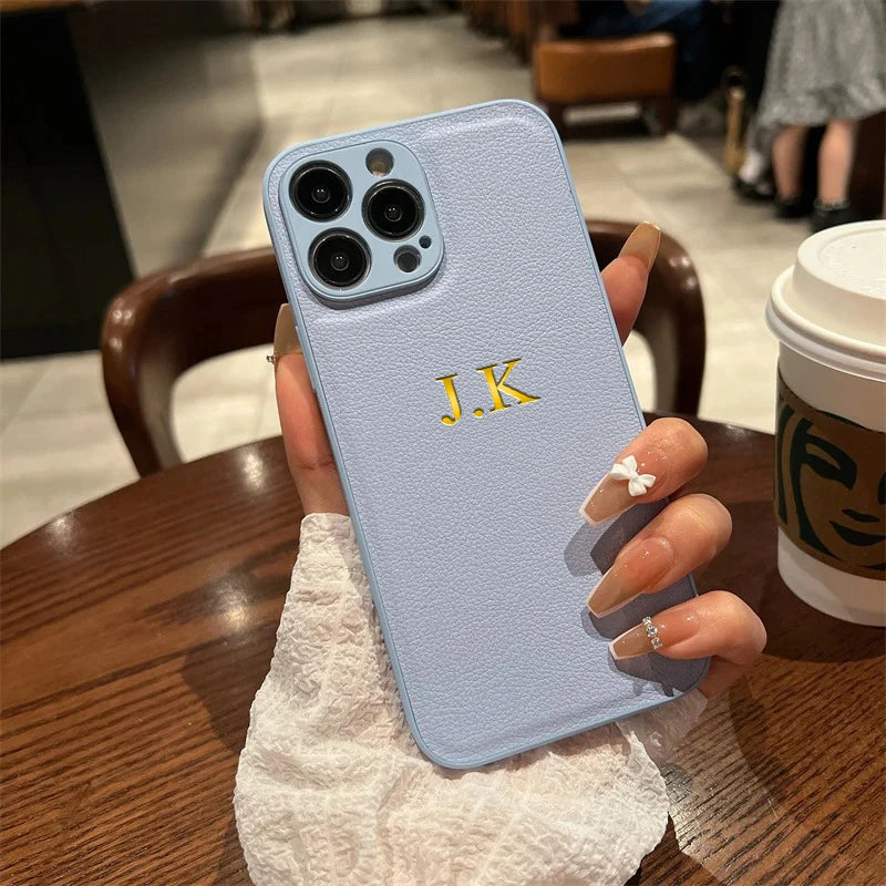 The Luxe Collection: Custom PU Leather Initials Case