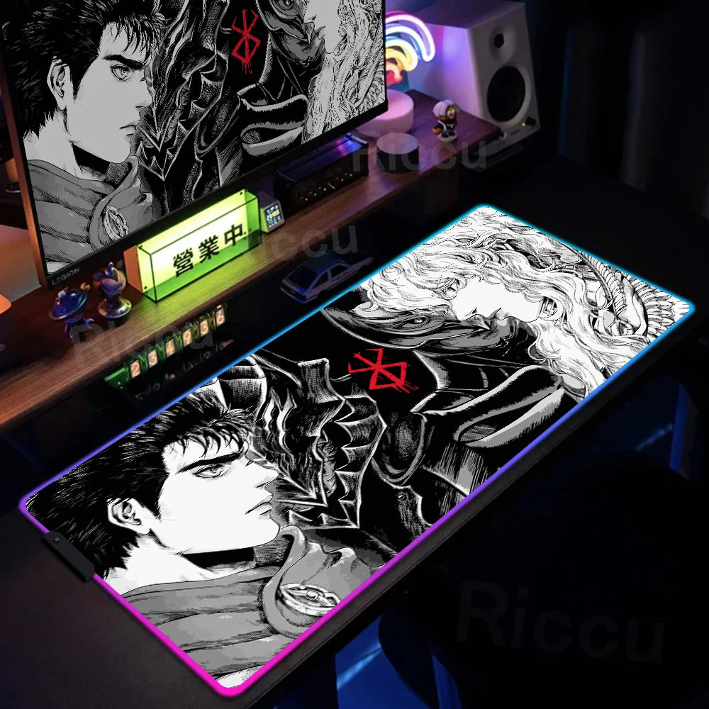 Berserk Edition: XXL RGB Extended Gaming Desk Mat with Custom LED Lighting