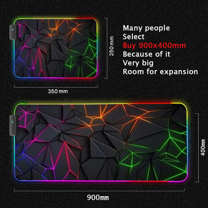 RGB Gaming Mouse Pad – Geometric Art LED Backlit