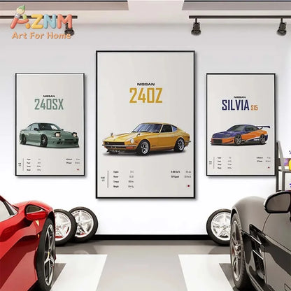 The JDM Legends Collection: Retro Supercar Canvas Art