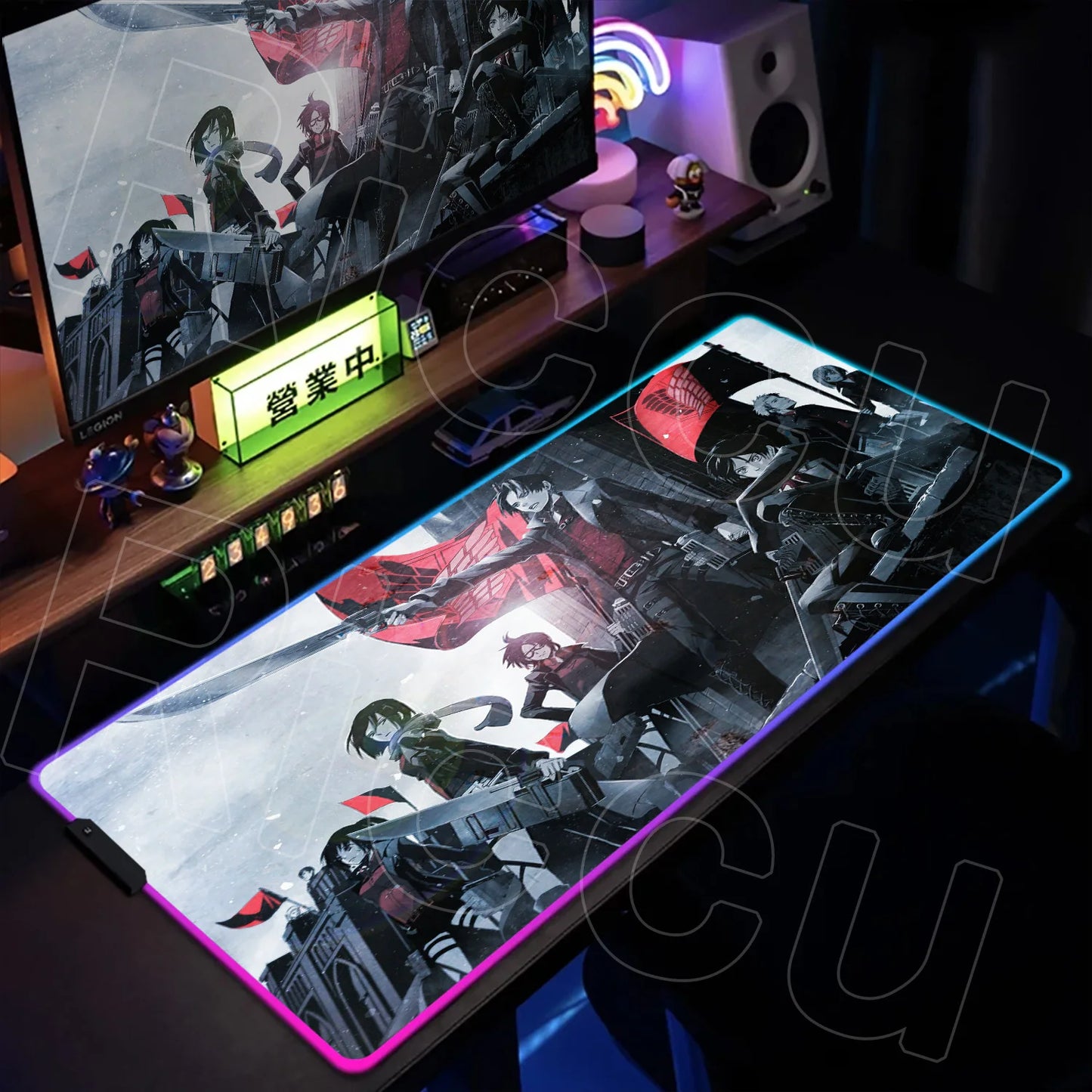 AOT Edition: XXL RGB Extended Gaming Desk Mat with Custom LED Lighting