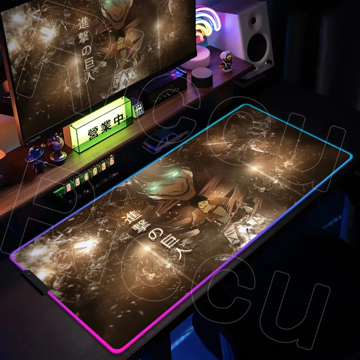 AOT Edition: XXL RGB Extended Gaming Desk Mat with Custom LED Lighting