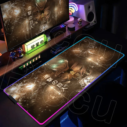 AOT Edition: XXL RGB Extended Gaming Desk Mat with Custom LED Lighting