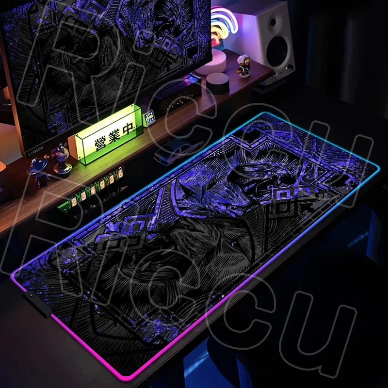 Metal Lion RGB LED Gaming Mouse Pad – XXL HD Print Non-Slip Desk Mat for PC & Esports